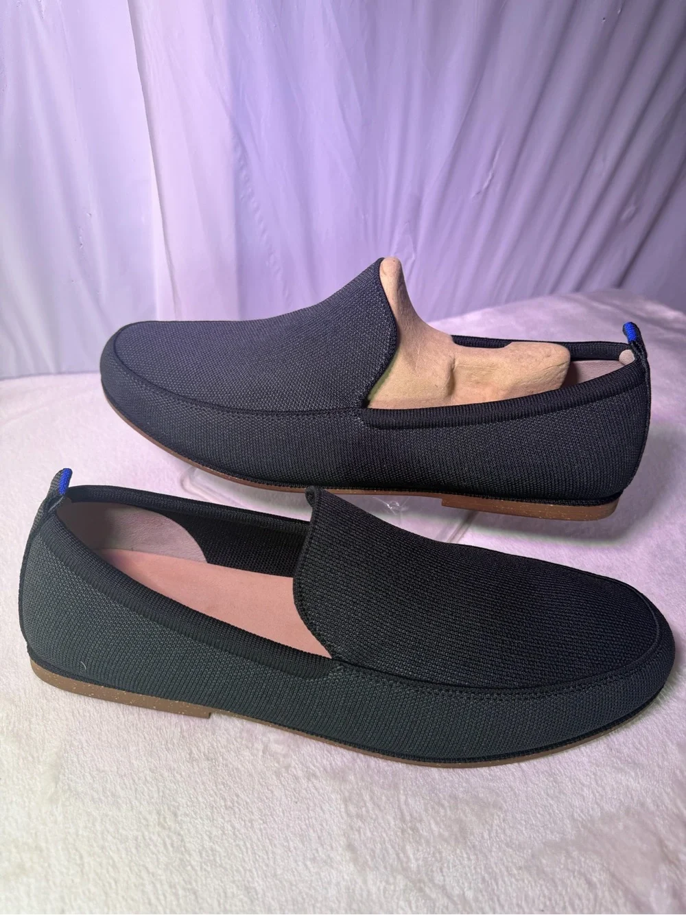 Rothy's Black Men's Slip-On Loafers with Brown Sole